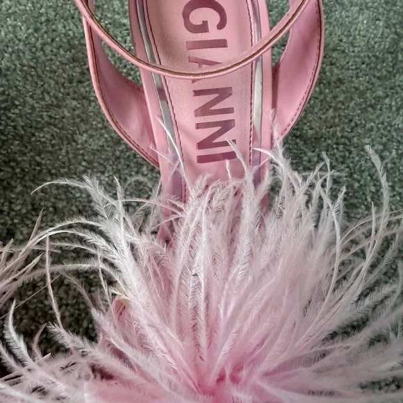 Ganni Pink Feathered Sandals - Picture 2 of 7
